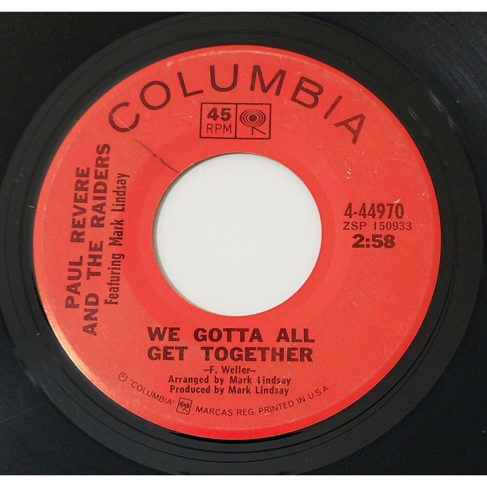 Paul Revere & The Raiders 45 RPM We Gotta All Get Together/Frankfort Side Street
